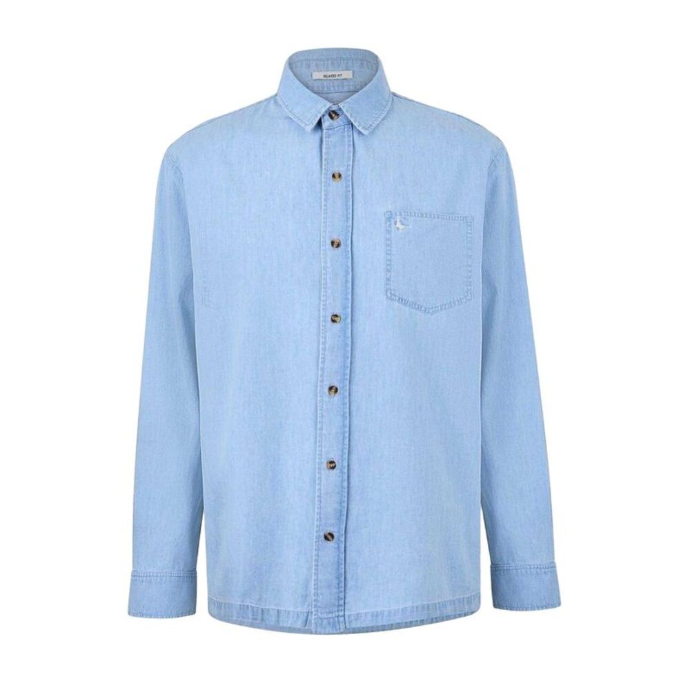 Jack Wills Mens Chambray Relaxed Fit Long-Sleeved Shirt / Light Wash